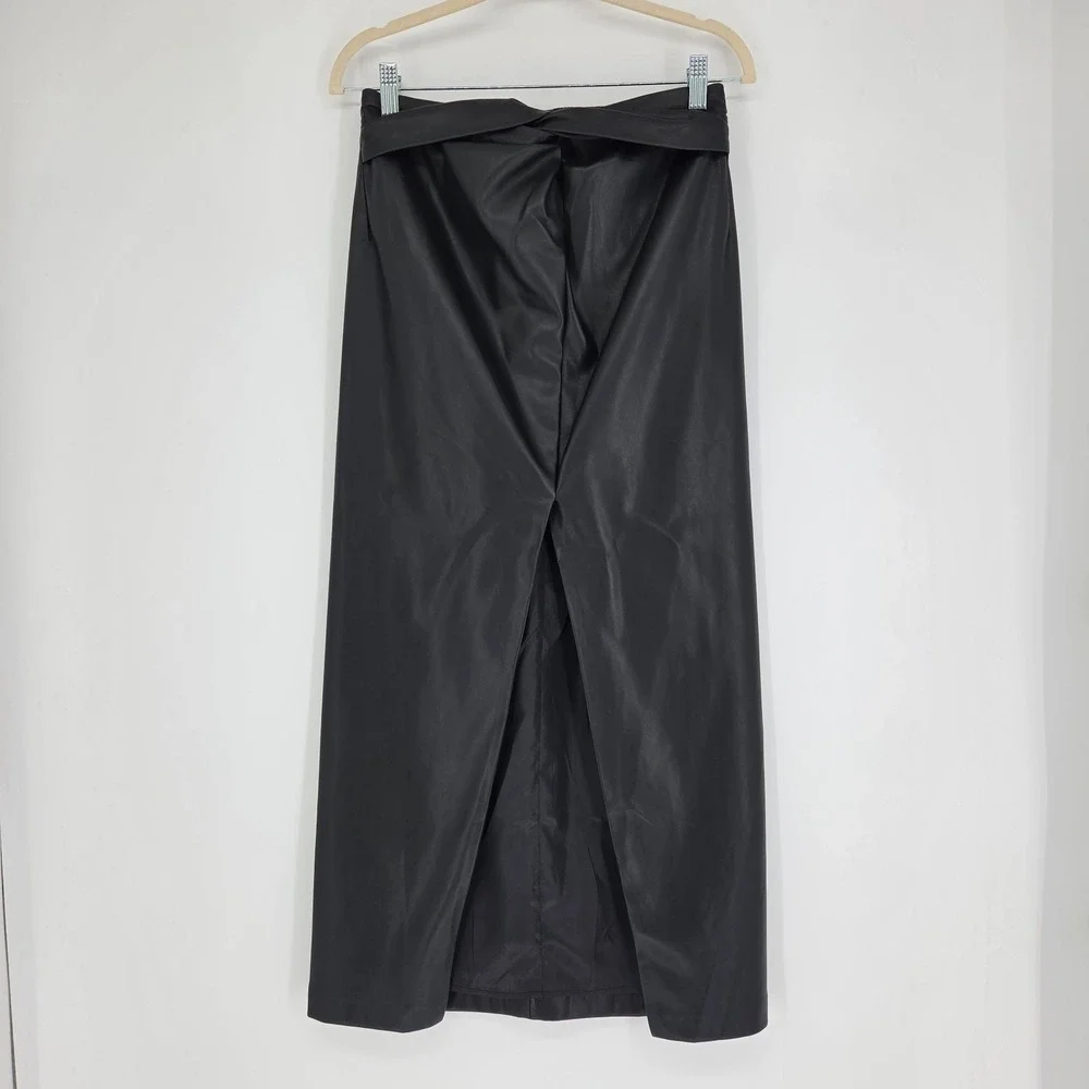 Mango Knotted Faux Leather Maxi Skirt Small Minimalist Winter Whimsigoth Black